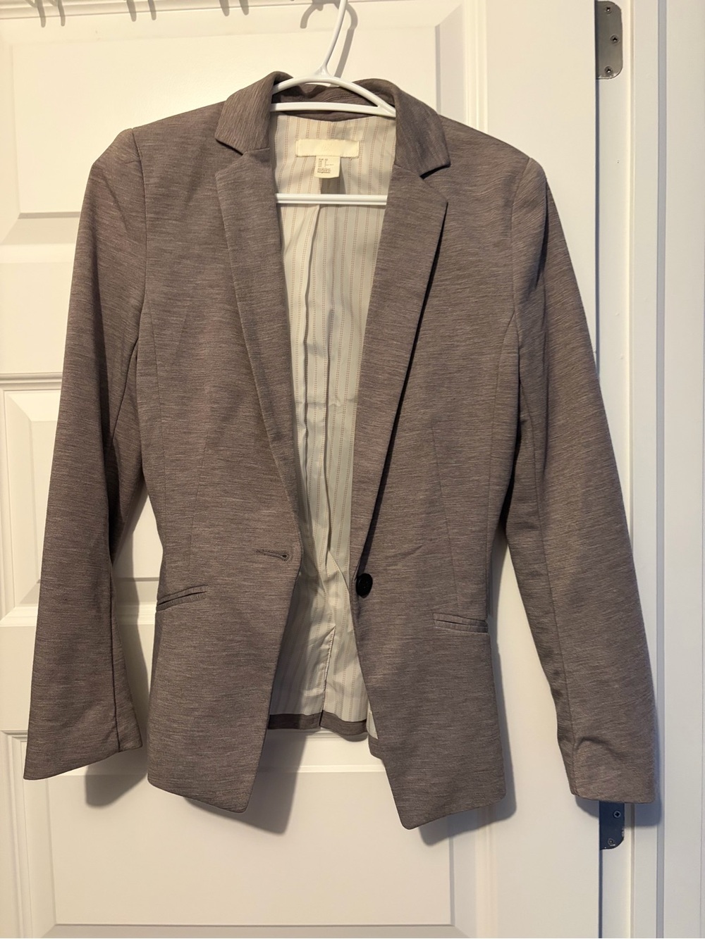 H&M Gray Women's Blazer - Classic Single-Button Professional Jacket
